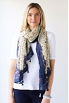 BOTANICAL SCARF - creme navy